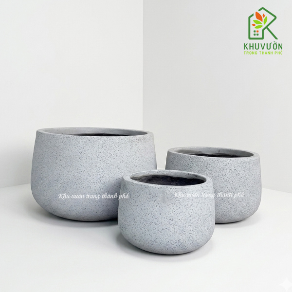 Bộ 3 chậu xi măng đá mài thúng